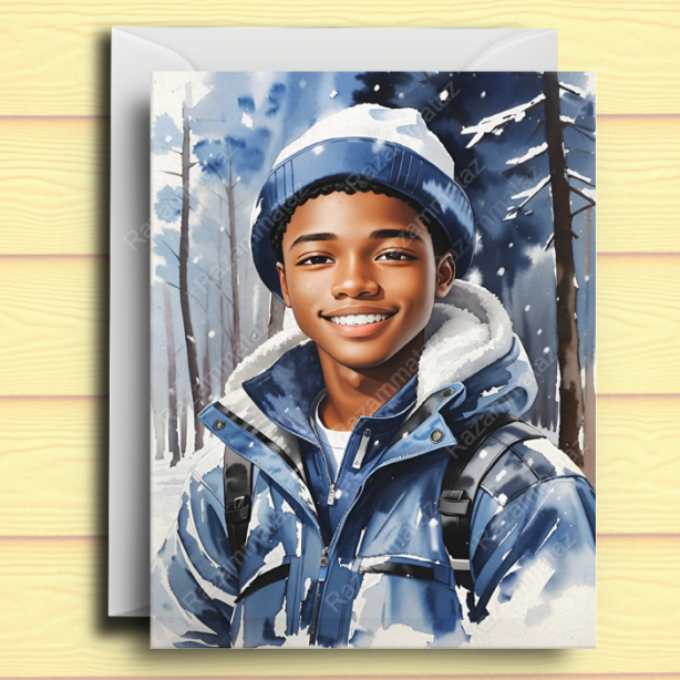 Black Boy T Christmas Card